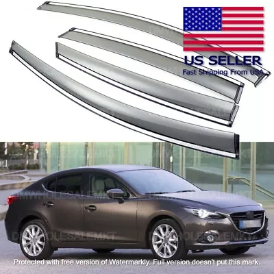 2014-2018 Mazda 3 Window Visor Vent Rain Deflector Chrome Trim 1yr WTY US Seller • $39.95