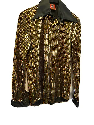 70’s Deluxe Sequin Disco Shirt - Gold  Large • £37.50