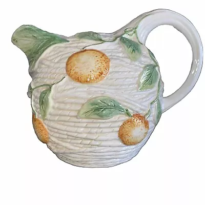 VINTAGE CERAMIC  PITCHER MAJOLICA STYLE HAND PAINTED MADE IN ITALY. See Photos • $27.87