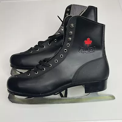 Vintage Rally Black Ice Figure Skates Mens Size 10 With Skate Guards Free Ship • $59.99