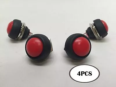 Pactrade Marine 4pcs Car Mini Round Red Push Button Switch Momentary On-Off • $7.99