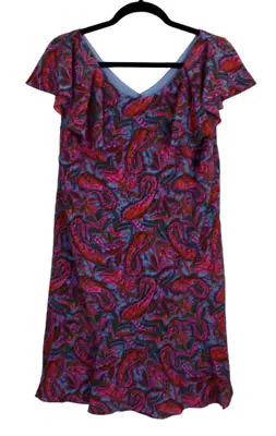 J.Crew Colorful Paisley Flutter Sleeve Size 8 Shift Dress Back Zip Closure • $15.50