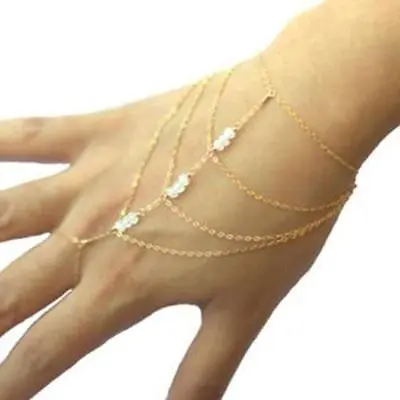 Bracelet Bangle Slave Finger Women Multi Chain Tassel Ring Hand Harness FcYtQ • £4.39