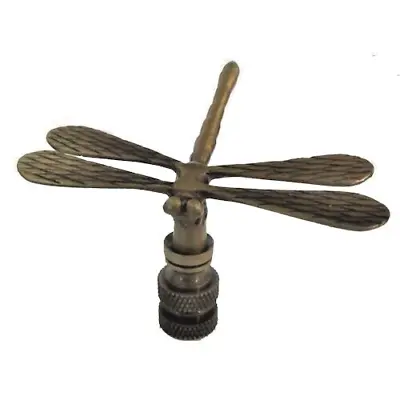 Dragonfly Lamp Shade Finial ~ Antique Brass  (finial Thread) • $12.70