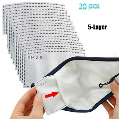 PM2.5 Filter For Washable Pocket Face Mask 5 Layer With Activated Carbon X 20  • £7.99