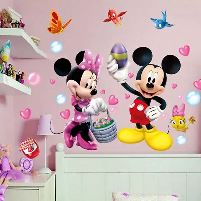 Disney Mickey Minnie Mouse Stickers Kids Love Hearts Nursery Decor Wall Decals • £7.19