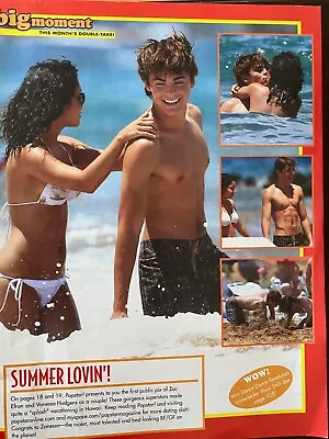 Zac Efron Shirtless Vanessa Hudgens Full Page Vintage Pinup • $1.99