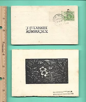 1936 POSTCARD From WIFE + PRINT   FLOWERS    JJ LANKES (1884-1960) • $12.95