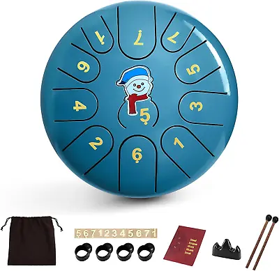 Steel Tongue Drum -11 Note 6 Inch Tongue Drum Instrument - Hand Pan Drums With M • $26.88