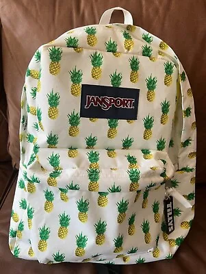 Jansport Pineapple Backpack Super Break White With Black Straps Bag NWOT • £21.22