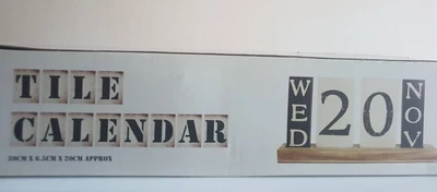 £7.99 • Buy Brown Solid Wood Desktop Block Perpetual Calendar Wooden Tiles Month Date Day