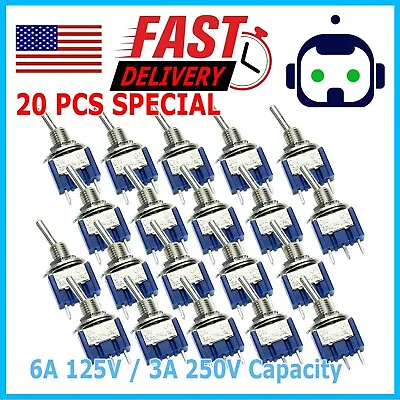 20x 3 Pin SPST ON-ON 2 Position Mini Toggle Switches MTS-102 US Stock • $9.99