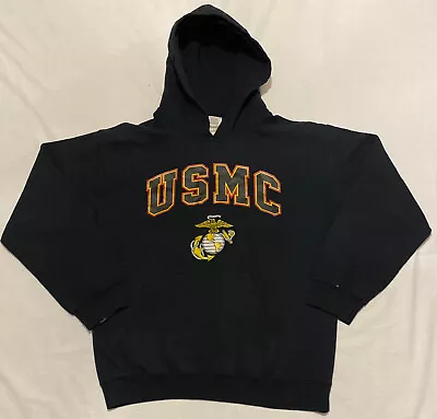 Women’s USMC United States Marine Corps Pullover Hoodie Black Small GUC Stains* • $19.99