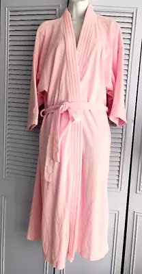 Forever Young Pink Cotton Blend Terry Tie Wrap Long Bathrobe Spa Robe M • $19.55