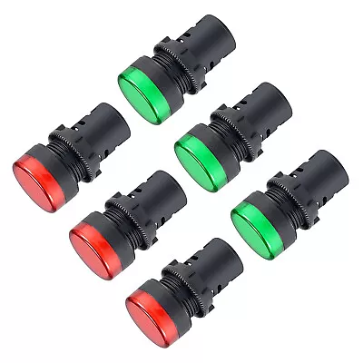 6Pcs AC/DC 24V Indicator Lights LED Flush Panel Mount 7/8  22mm • £13.29