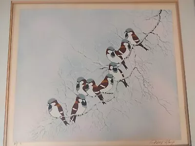 Max Karp Hand Signed Rare Artist Proof #7 Lithograph Birds In Winter 1977 • $999.99