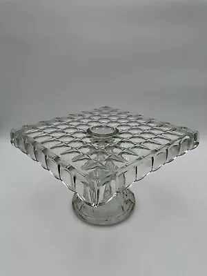 Vintage Constellation Square Pedestal Cake Stand Indiana Glass Plate Rum Well • $40