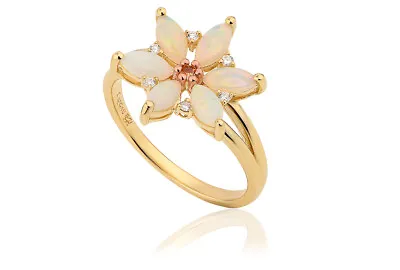 £200 • Buy NEW Welsh Clogau 9ct Yellow & Rose Gold Lady Snowdon Opal Ring £450 OFF! SIZE N