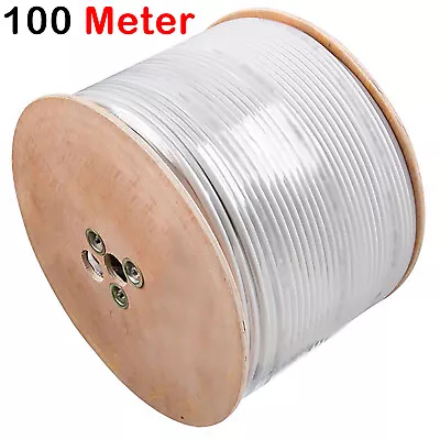 £29.99 • Buy White 100m CCTV Cable Reel Coax Power RG59+2 Core Shotgun Solid Copper Lead UK