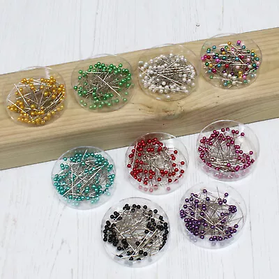 70 Pearl Head Pins 9 Coloured Options For Dressmaking Craft Sewing & Florists • £3.05