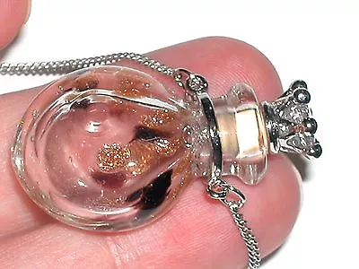 1pc Lg Murano Glass Clear Oil Perfume Bottle Crystal Cork Pendant Vial Necklace • $39.95