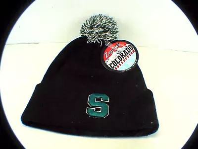 Michigan State Spartans Black Stocking Knit Beanie Hat- Green /White Pom On Top • $14