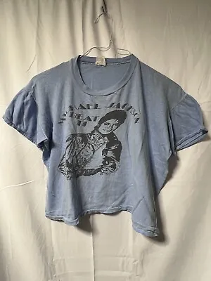 VINTAGE  MICHAEL JACKSON  Beat It T-SHIRT SZ L HALF TEE CROP TOP Single Stitch • $75