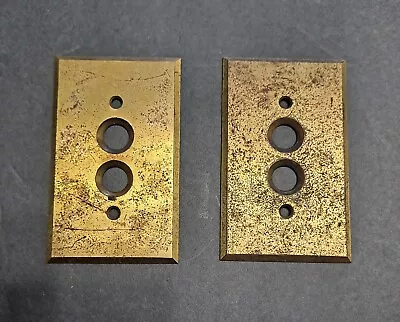 Two Solid Brass Push Button Switch Plate Cover Antique Vintage Salvage Reclaimed • $2.99