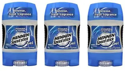 3 X Lightning Mennen Speed Stick Gel Deodorant Antiperspirant Free Shipping 85g • $38.99