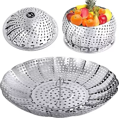 Veggie Vegetable Steamer Basket Folding Steaming Basket Metal Stainless Steel  • $7.99