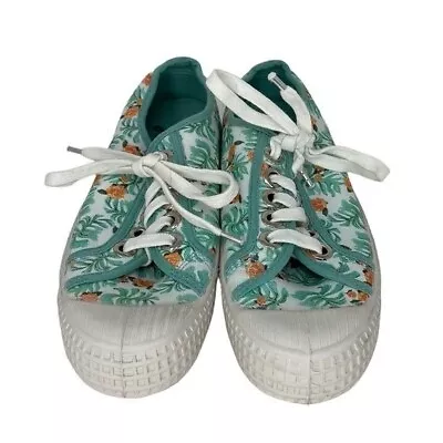 Miss L Fire Novesta Shoes Green White Palm Tree Leaves Retro Sneakers Size 6 • $30.40