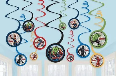 MARVEL AVENGERS - Swirl Decoration Birthday Party Supplies Dangler Pack Of 12' • $7.99