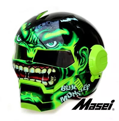 2023 DOT Masei Motorbike Flip Up Helmet Motorcycle Bike Full Face Helmets Green • $109