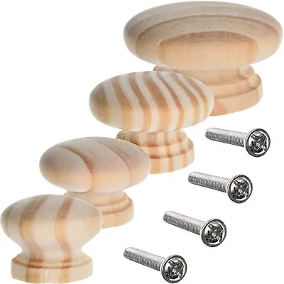 £5.98 • Buy PINE WOODEN KNOBS SMALL-LARGE 30/35/40/48mm Drawer Cupboard Cabinet Pull Handle