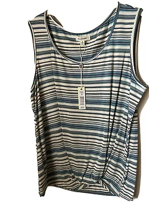 Max Studio Womens  Knotted  Front Striped Tank Top Blues Ret $68  Size Small NWT • $12.99