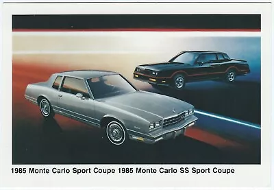 1985 Chevrolet MONTE CARLO SS And SPORT COUPE Dealer NOS Promo Postcard UNUSED ^ • $4.99