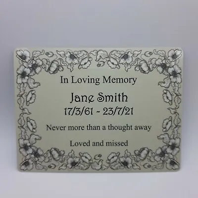 Personalised Gravestone Plaque Weatherproof Memorial Nameplate Funeral Plate • £9.35