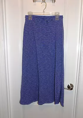 TALBOTS Womens Stretch Blue White Striped Side Split Maxi Knit Skirt XSmall Long • $18.99