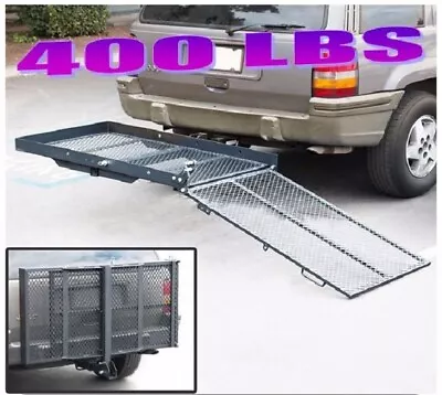Power Wheelchair Mobility Scooter Folding Hitch Carrier Rack With Ramp • $167.91