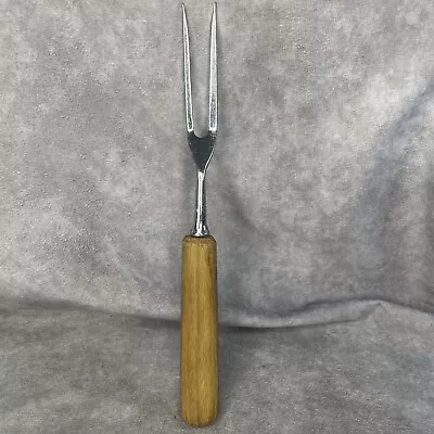 Vintage Meat Carving Serving 10  Fork Stainless Round Wood Handle Made In USA • $9.99