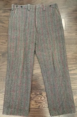 Vintage Melton Wintermaster Pants Wool Malone Heavy Mens Gray Plaid Check 36 • $64.95