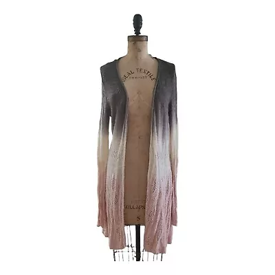 Moth Tonal Tides Dip Dye Cardigan Sweater Pink Gray L EUC • $29.50