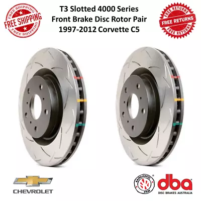DBA T3 Slotted 4000 Series Front Brake Disc Rotor Pair For 1997-2012 Corvette C5 • $420.20