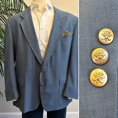 Hart Schaffner Marx Mens Blazer Size 48 Light Blue Sport Coat Gold Button Jacket • $68