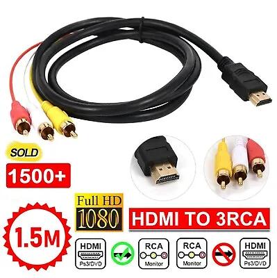 HDMI To 3 RCA Cable Cord AV Video Audio Converter Cable Composite Lead Universal • $8.99