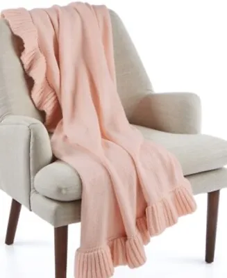 Whim By Martha Stewart Collection 50 X 60 Ruffle Throw-Pink T410928 • $38.95