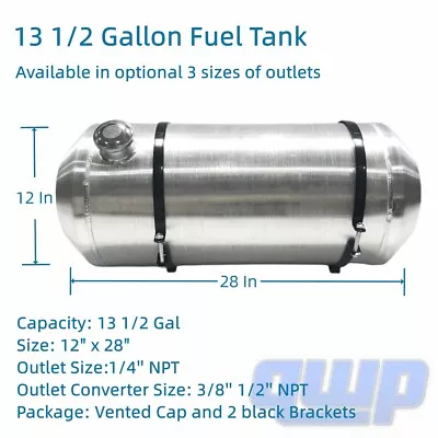 Spun Fuel Tank Round 12''x28  13.5 Gallons Gas Tank 3/8 NPT For Dune Buggy /Boat • $218.98