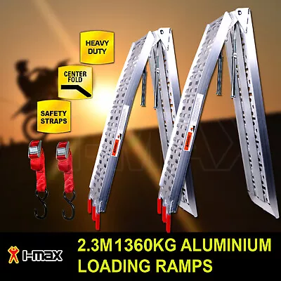 1360KG 2.3M Pair Aluminium Folding Loading Ramps ATV Motobike Motorcycle Trailer • $259.90