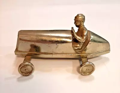 Solid Metal Soap Box Derby Race Car With Driver - Unmarked 5  Long Vintage • $125