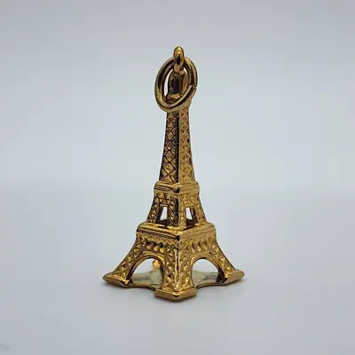 Vintage 9k Gold - 3D Eiffel Tower Paris Charm Pendant • $122